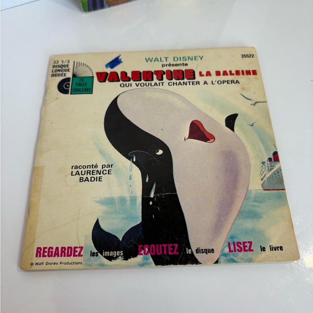 Lot of 2 Vintage Disney Read-Along Books• Sleeping Beauty + Valentine La Baleine - Picture 3 of 8